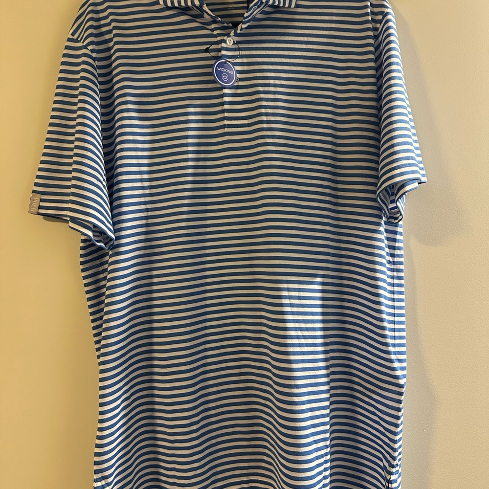 Blue and White Striped Men's Shirt